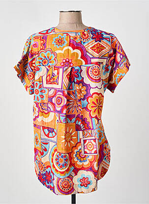 Blouse manches courtes manches courtes orange ORIENTIQUE NATURALLY femme