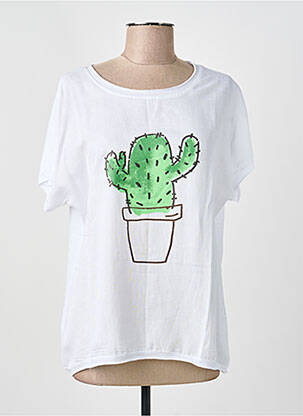 T-shirt sérigraphie floquée manches courtes blanc ORIENTIQUE NATURALLY femme