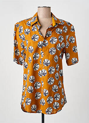 Chemise manches courtes imprimé fantaisie orange KALI YOG homme
