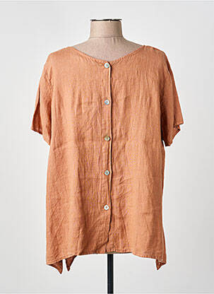 Blouse tissage popeline manches courtes marron KEDZIOREK femme