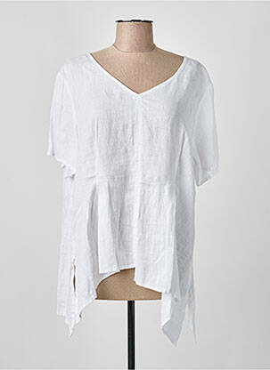 Blouse tissage popeline manches courtes blanc KEDZIOREK femme