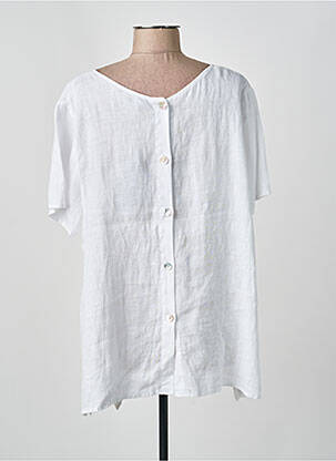 Blouse tissage popeline manches courtes blanc KEDZIOREK femme