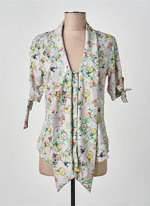 Chemisier imprimé fleurs manches courtes gris BLA-BLA femme