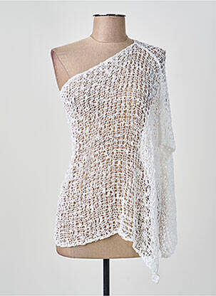 Top coupe cintrée sans manche blanc BLEU MANDARINE femme