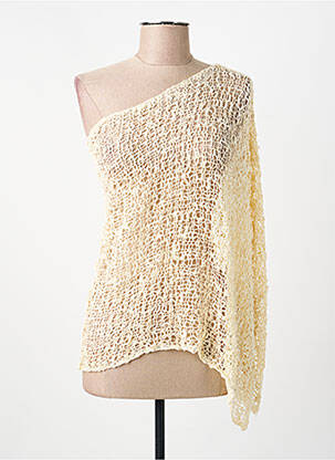 Top coupe cintrée sans manche beige BLEU MANDARINE femme