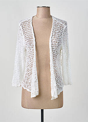 Gilet manches longues blanc BLEU MANDARINE femme