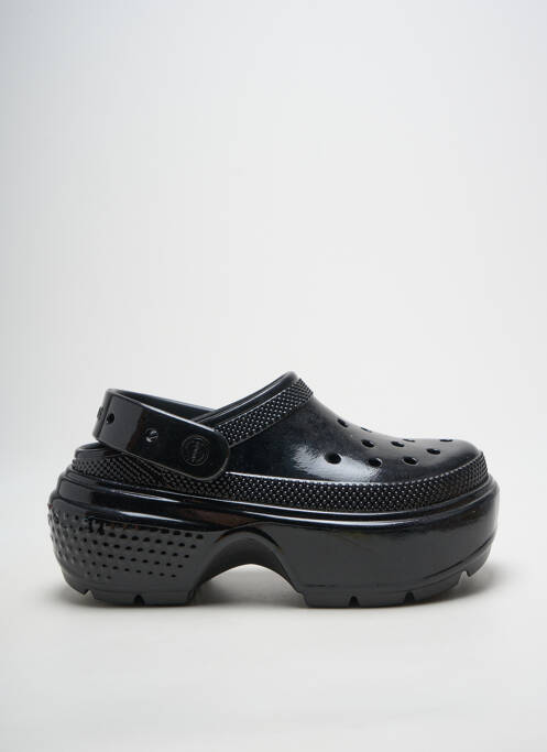 Mules/sabots tissage satiné talon de 7 à 9cm noir CROCS femme