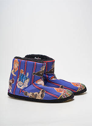 Chaussons/pantoufles impression talon plat jusqu'à 3cm bleu RUBAN ROUGE femme