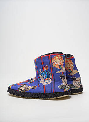Chaussons/pantoufles impression talon plat jusqu'à 3cm bleu RUBAN ROUGE femme