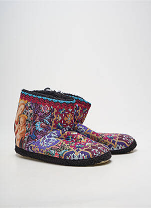 Chaussons/pantoufles bout rond talon plat jusqu'à 3cm violet RUBAN ROUGE femme
