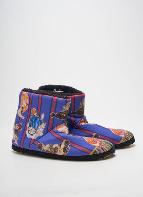 Chaussons/pantoufles impression talon plat jusqu'à 3cm bleu RUBAN ROUGE femme