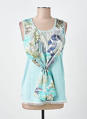 Top imprimé fantaisie sans manche bleu GREGORY PAT femme
