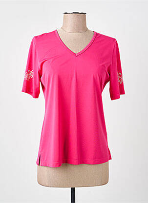 T-shirt col v manches courtes rose MERI & ESCA femme