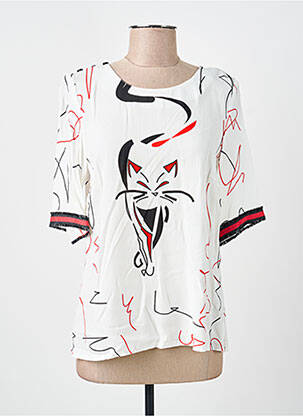 Top imprimé fantaisie manches courtes blanc GREGORY PAT femme