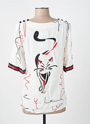 Top imprimé fantaisie manches courtes blanc GREGORY PAT femme