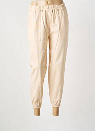 Pantalon droit stretch taille normale beige COULEURS DU TEMPS femme