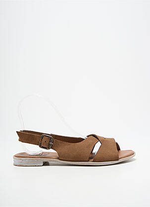 Sandales/nu pieds chiquet talon plat jusqu'à 3cm marron BUENO femme