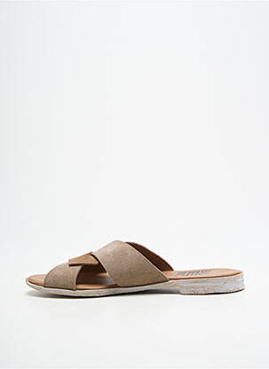 Mules/sabots nubuck talon plat jusqu'à 3cm marron BUENO femme