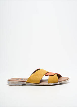 Mules/sabots nubuck talon plat jusqu'à 3cm jaune BUENO femme