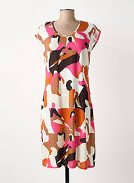 Robe mi-longue imprimé fantaisie manches courtes orange MERI & ESCA femme