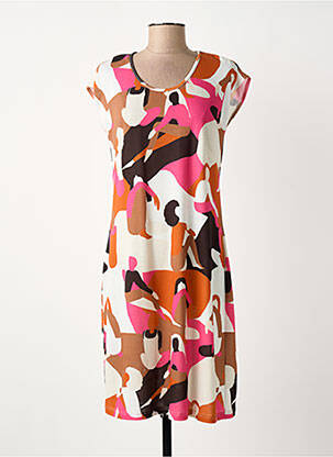 Robe mi-longue imprimé fantaisie manches courtes orange MERI & ESCA femme