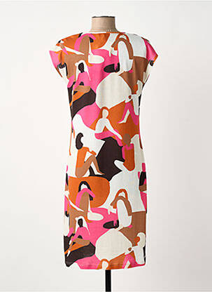 Robe mi-longue imprimé fantaisie manches courtes orange MERI & ESCA femme
