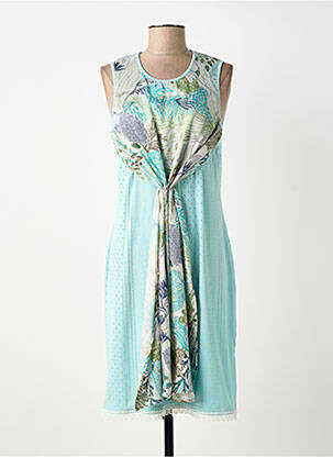 Robe mi-longue imprimé fantaisie sans manche bleu GREGORY PAT femme