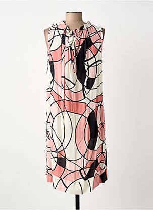 Robe mi-longue imprimé fantaisie sans manche rose COULEURS DU TEMPS femme