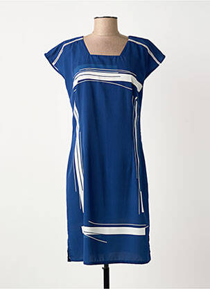 Robe mi-longue imprimé fantaisie manches courtes bleu MERI & ESCA femme
