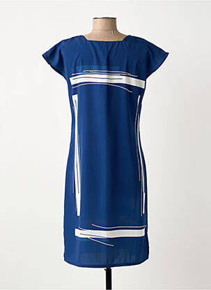Robe mi-longue imprimé fantaisie manches courtes bleu MERI & ESCA femme
