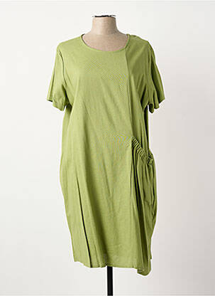 Robe mi-longue manches longues manches longues vert COULEURS DU TEMPS femme