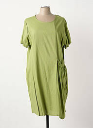 Robe mi-longue manches longues manches longues vert COULEURS DU TEMPS femme