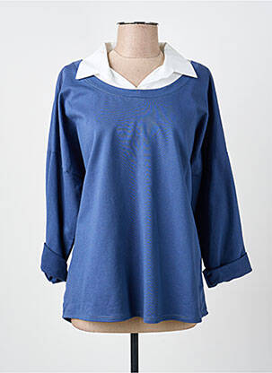T-shirt manches longues manches longues bleu COULEURS DU TEMPS femme