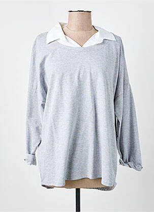 T-shirt manches longues manches longues gris COULEURS DU TEMPS femme