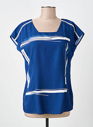 Top col carré manches courtes bleu MERI & ESCA femme