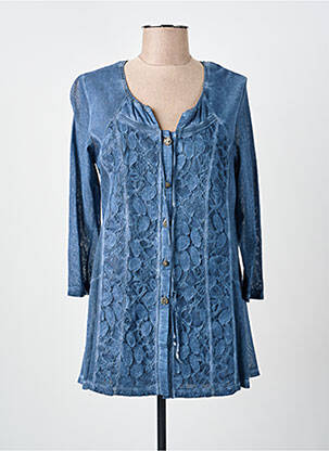 Gilet manches longues col rond bleu MERI & ESCA femme