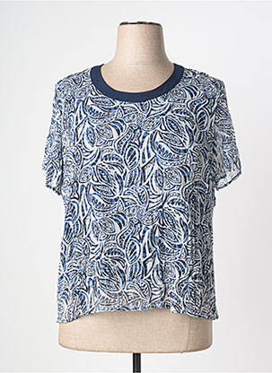 Top imprimé fantaisie manches courtes bleu GUY DUBOUIS femme