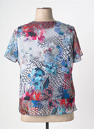 Top tissage crêpe manches courtes bleu GUY DUBOUIS femme