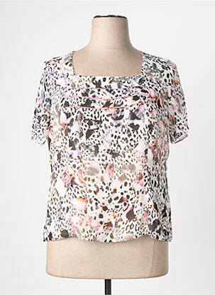 Top col carré manches courtes rose FRANCE RIVOIRE femme