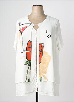 Blouse col rond manches courtes blanc MERI & ESCA femme