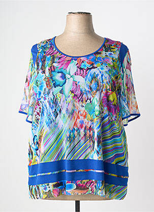 Top imprimé fantaisie manches courtes bleu GUY DUBOUIS femme