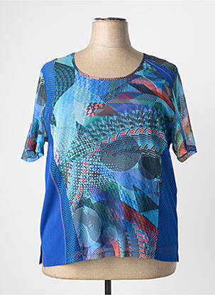 Top imprimé fantaisie manches courtes bleu IMPULSION femme