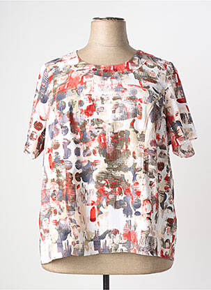 Top imprimé fantaisie manches courtes rouge FRANCE RIVOIRE femme