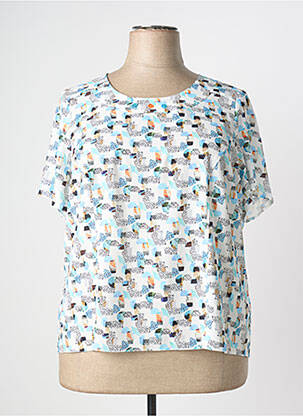 Top imprimé fantaisie manches courtes blanc FRANCE RIVOIRE femme