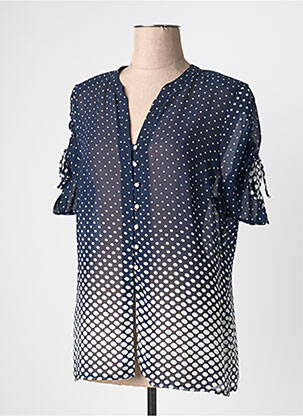 Chemisier coupe cintrée manches 3/4 bleu GUY DUBOUIS femme