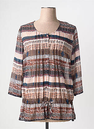 Chemisier imprimé fantaisie manches 3/4 marron MERI & ESCA femme