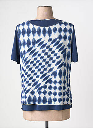 Top tissage crêpe manches courtes bleu GUY DUBOUIS femme