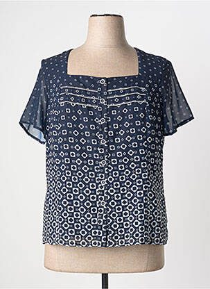 Chemisier coupe fluide manches courtes bleu GUY DUBOUIS femme