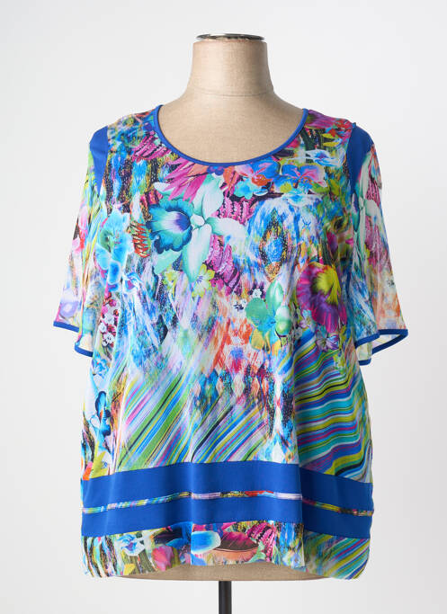 Top imprimé fantaisie manches courtes bleu GUY DUBOUIS femme