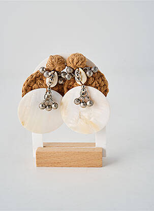 Boucles d’oreilles ornement elément métal beige MI MARIA MORENA femme